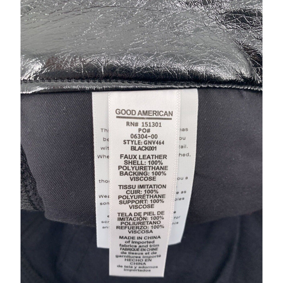Good American GOOD CLASSIC TEXTURED VINYL PANTS Black 12/31 - Picture 7 of 15
